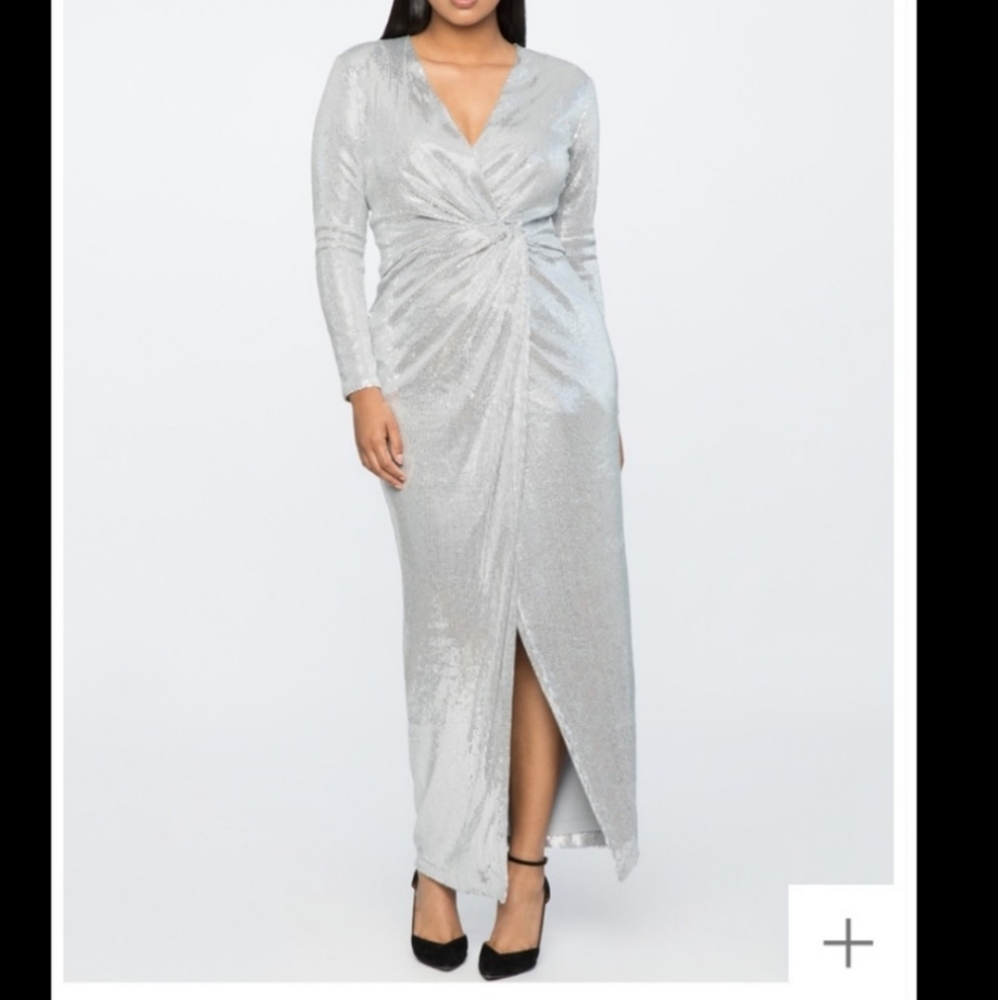 Jason Wu x Eloquii Silver Wrap Dress